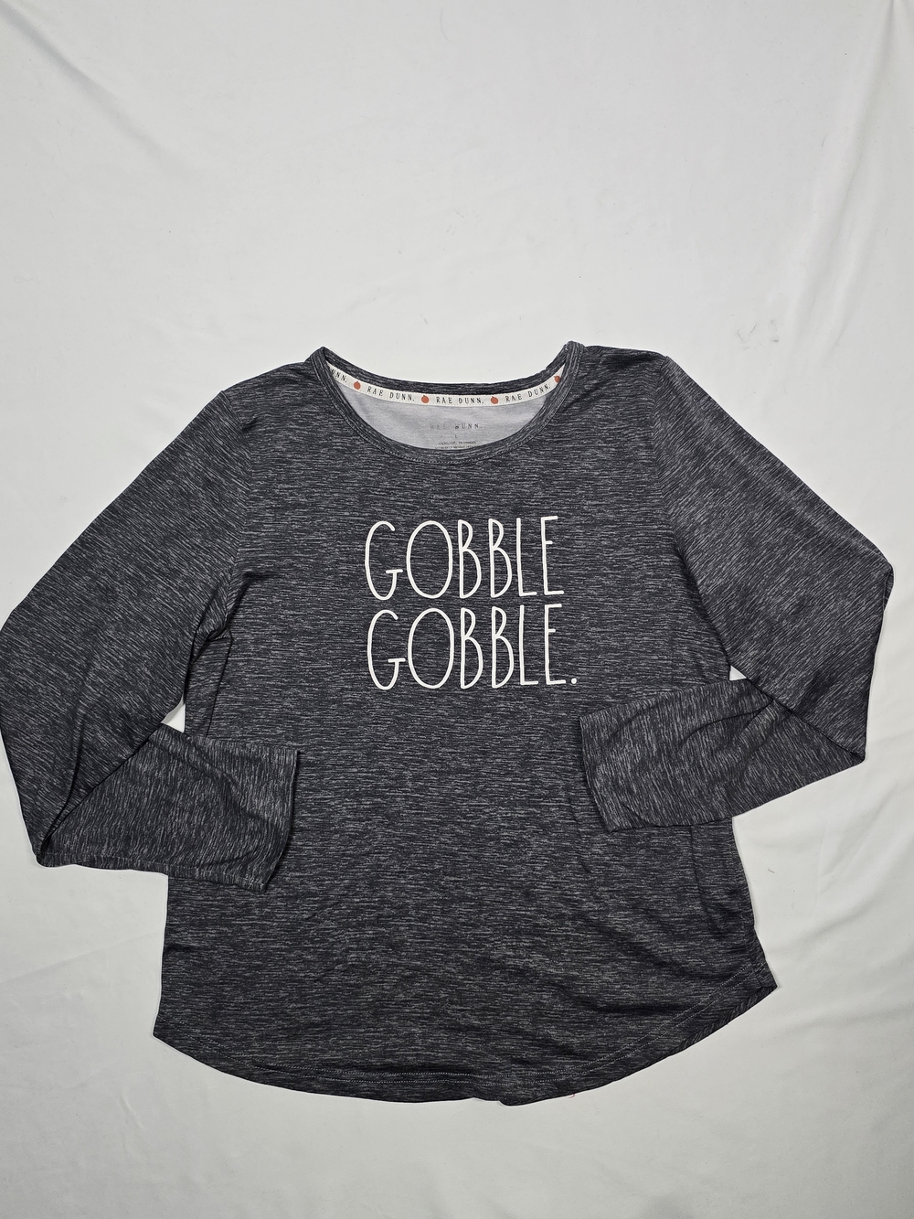 Rae Dunn Gobble Gobble Thanksgiving Gray Long Sleeve Top Size L